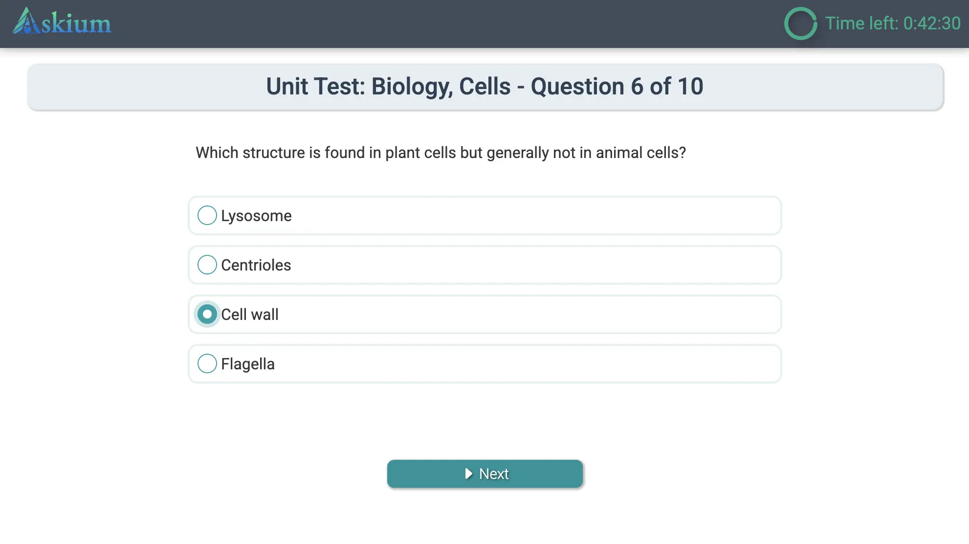 Askium participant question screen