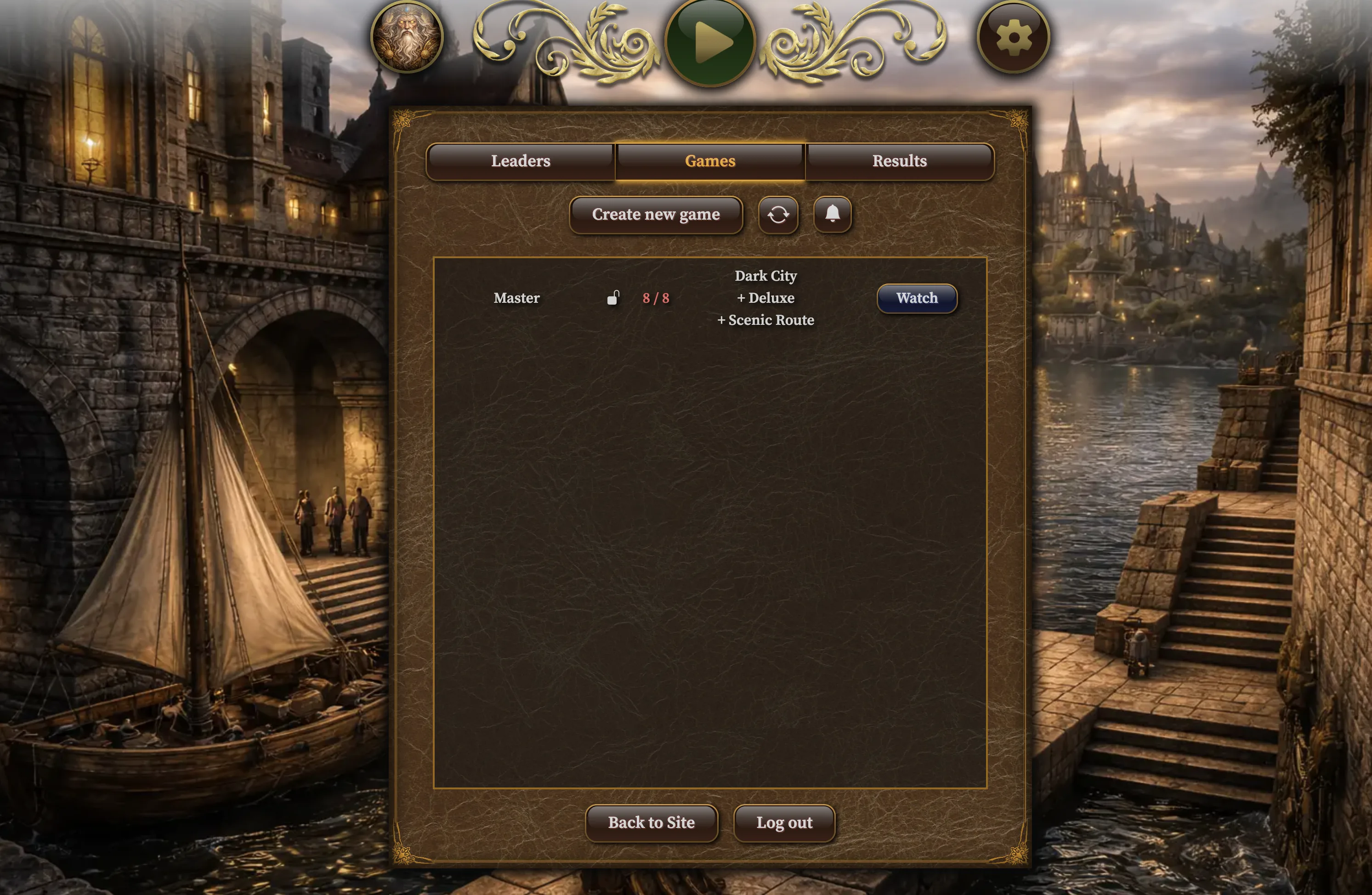 Citadels Online game rooms lobby