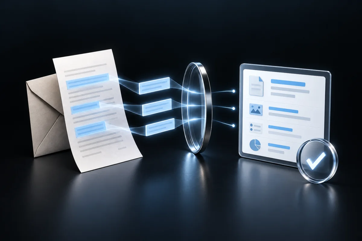 Document passages become a structured summary ready for human approval.