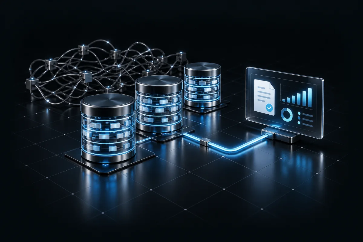 Organized database indexes provide a direct path from stored records to a ready report.